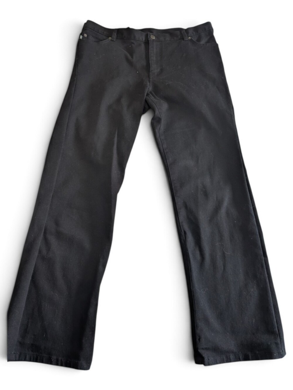 VTG Lauren Jeans Co Ralph Lauren 16 Black High Rise Straight Wide Leg Denim Jean